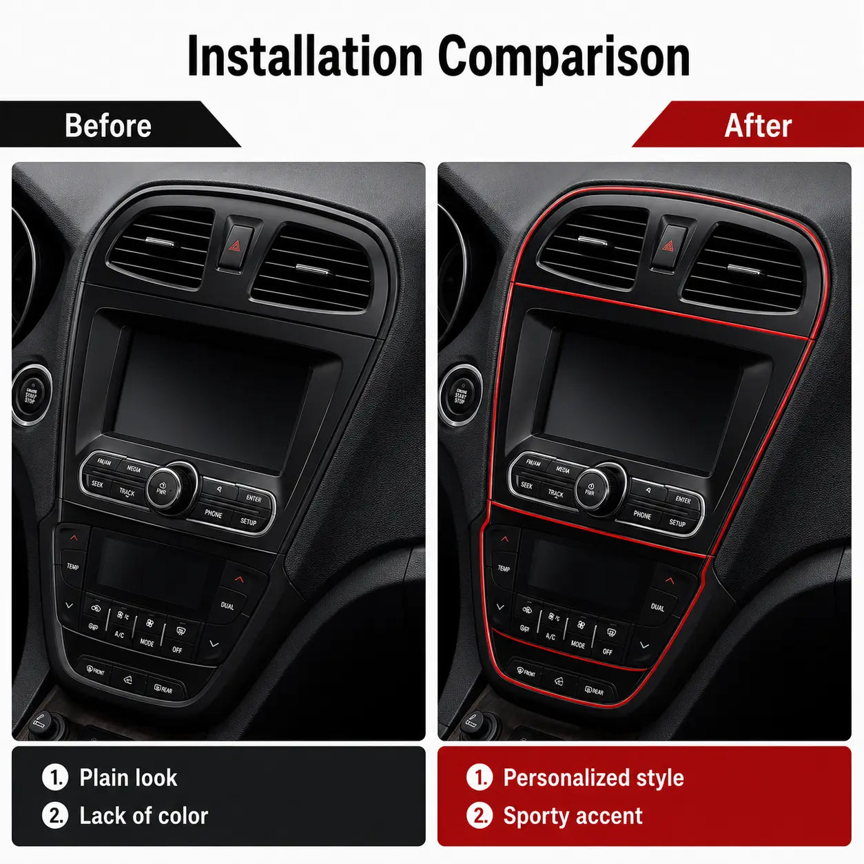 Car Interior Trim Strips, 16.4 FT Universal Flexible Electroplated Dashboard Door Gap Decorative Trim, T-Shaped PVC Interior Styling Strip with Installation Tool for Car Interior Accessories