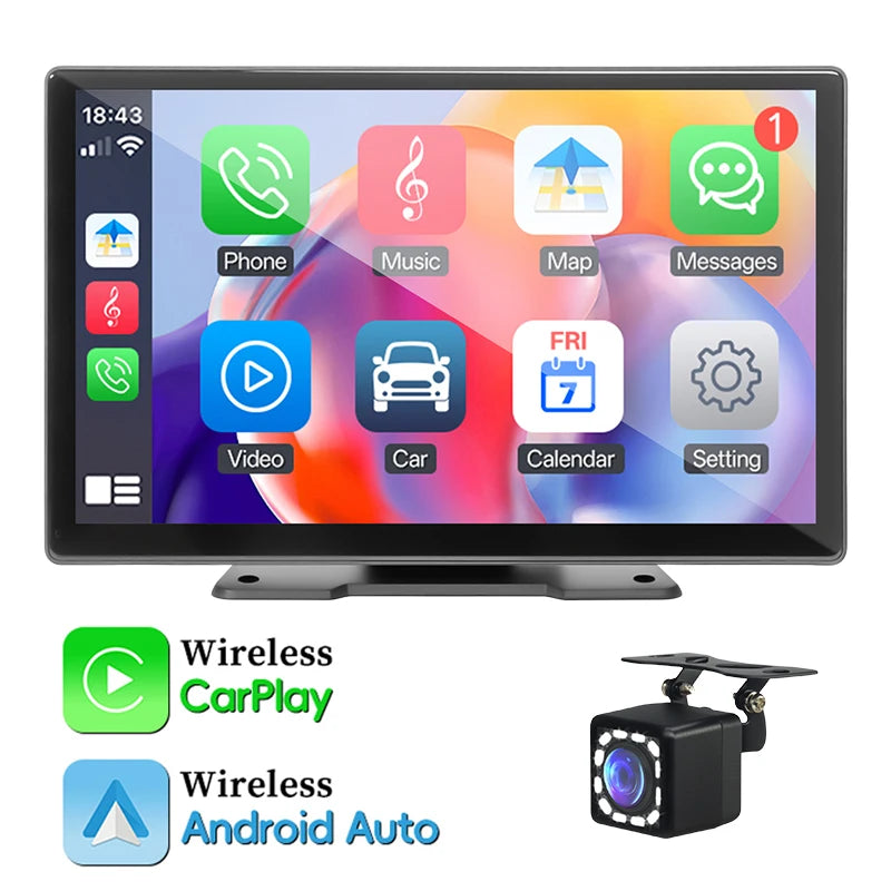 Portable Wireless Carplay and Android Auto Touch Screen Mirror 7/9/10.26"