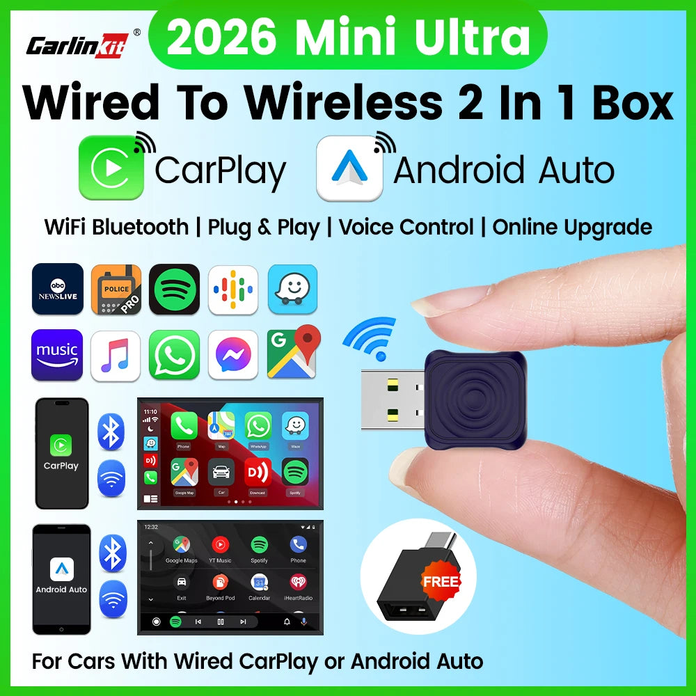 Mini Ultra Wireless Adapter Wireless Carplay Android Auto