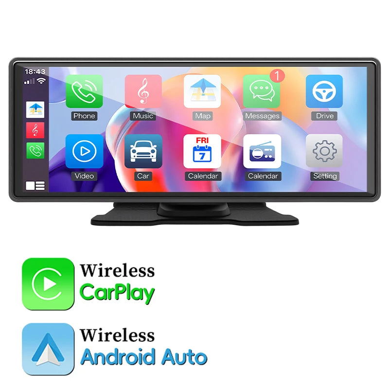 Portable Wireless Carplay and Android Auto Touch Screen Mirror 7/9/10.26"