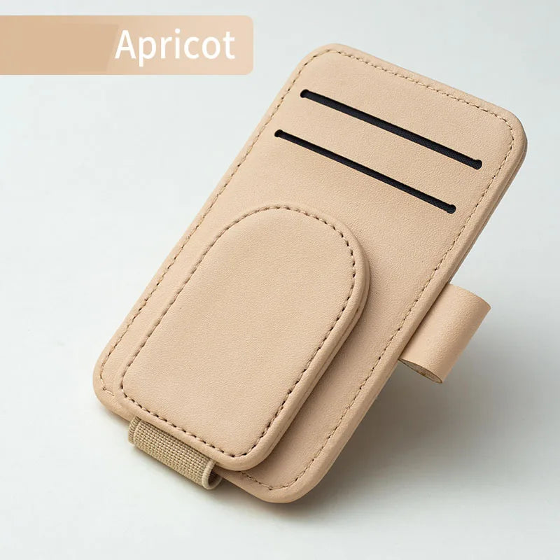 Multifunctional Pu Leather Car Sun Visor Glasses Holder
