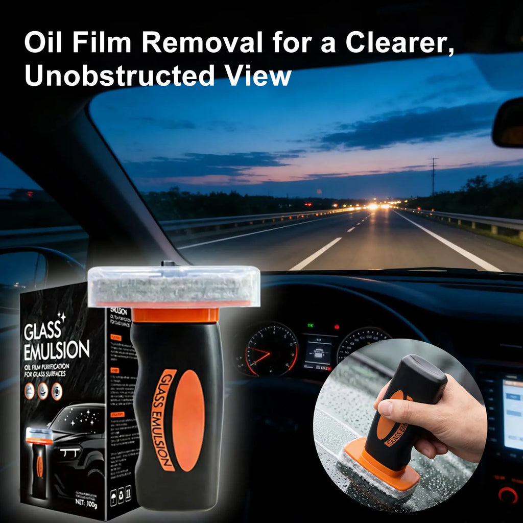 DUFIKKI Windshield Oil Film Eraser Wand - All-In-One Pro Kit with Glass Cleaning Emulsion Formula and Sponge - the Ultimate Streak-Free Solution to Prep for Rain Repellents Outdoorfun Fathersdaygift