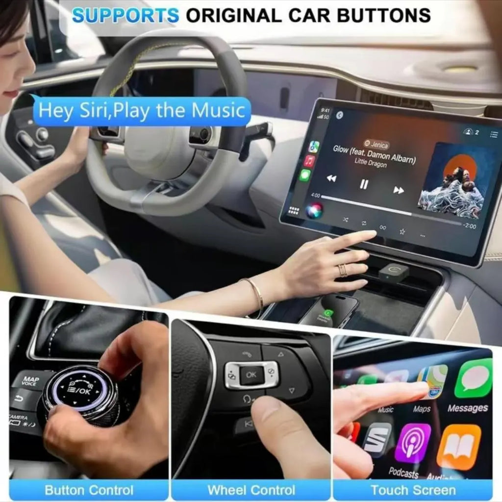 Wireless Car Adapter, Car Adapter Compatible with Carplay, Plug & Play Car Adapter, Compatible with Iphone & Android Devices, Convert Wired to Wireless for Car, Carplay Converter
