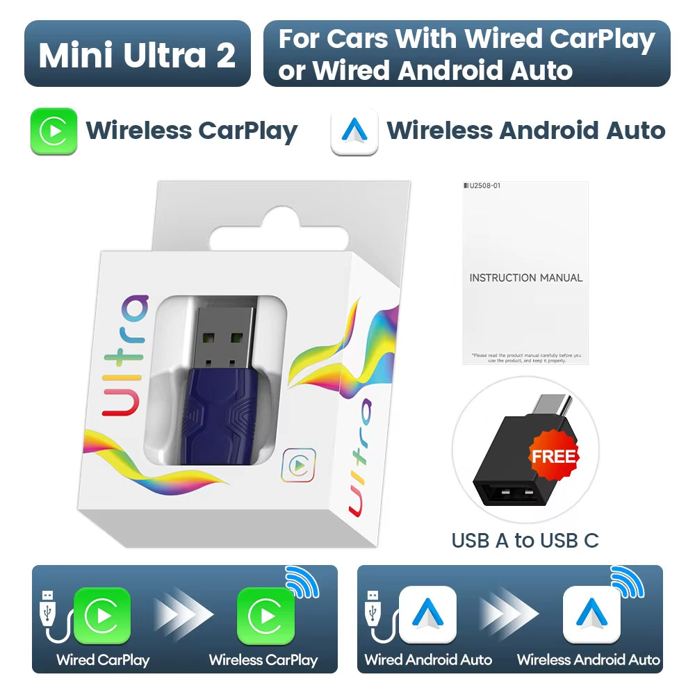 Mini Ultra Wireless Adapter Wireless Carplay Android Auto