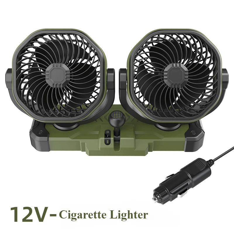 Dual-Head Car Cooling Fan