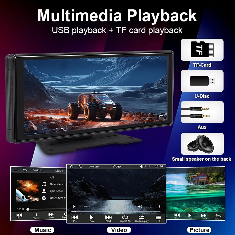 10.26" Universal Wireless Carplay and Android Auto Screen
