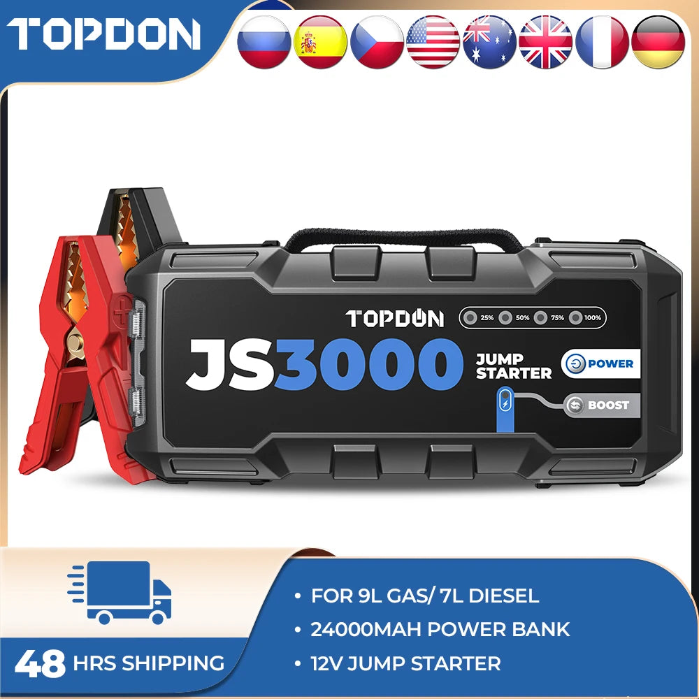 3000A Car Jump Starter and Power Bank 12V with 24000Mah Battery