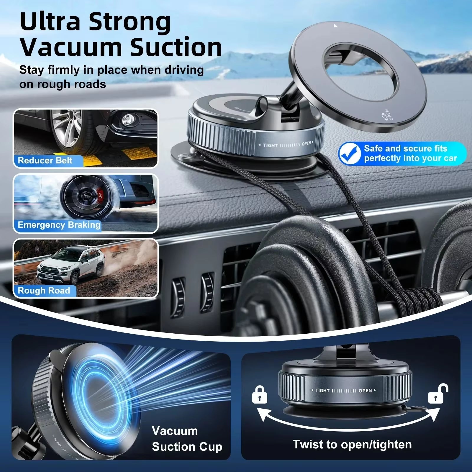 Vacuum Phone Holder Foldable 360° Adjustable