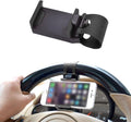 Adjustable Car Phone Cradle - Universal Mobile Phone Mount for Steering Wheel, Hands-Free Automobile Cell Phone Holder (Black)