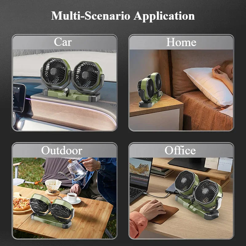 Dual-Head Car Cooling Fan