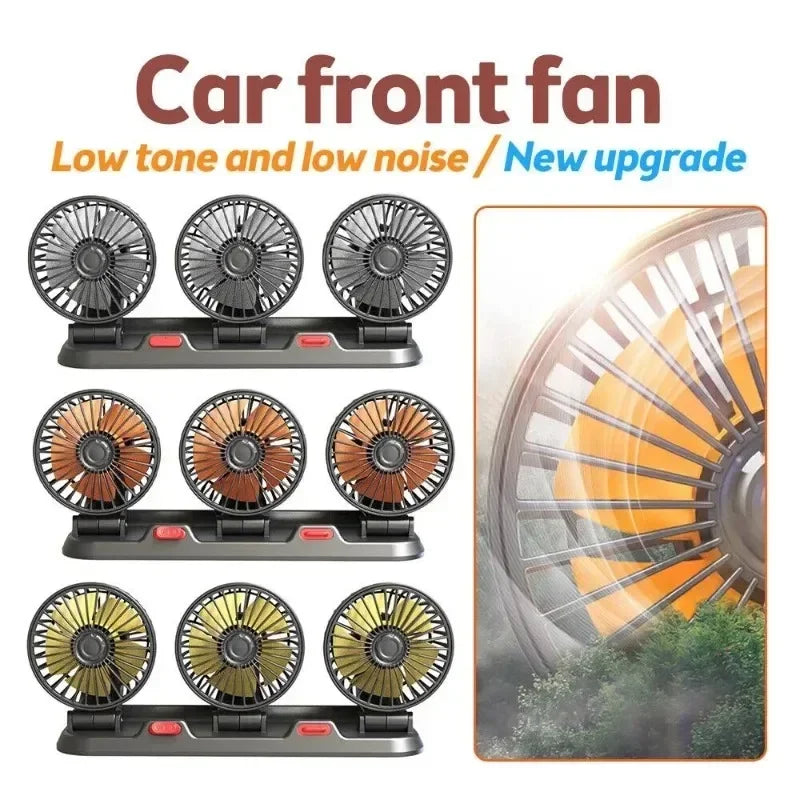 Car Fan 360° Adjustable 3 Head 
