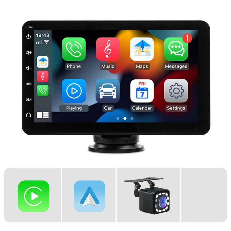 7" Portable Stereo Wireless Carplay Android Auto