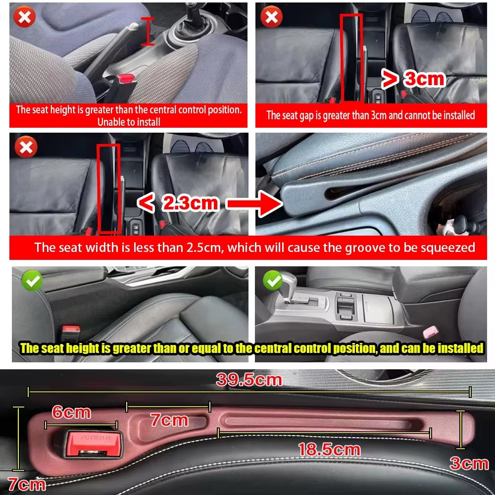 Universal Car Seat Gap Plug Strip Side Seam 1 Pair 