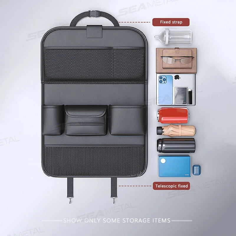 8 in 1 Car Back Seat Storage Bag with Foldable Tray