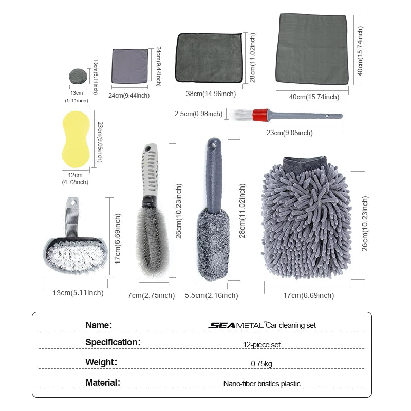 6/12Pcs Car Cleaning Set