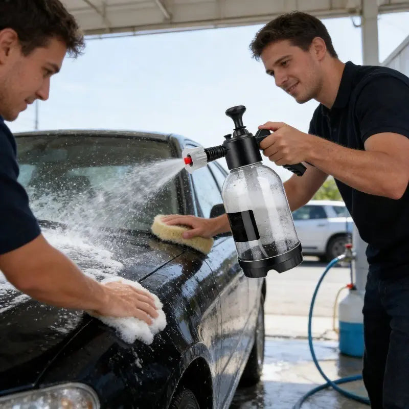 New 2L Multipurpose Manual Foam Sprayer Car Wash Cleaner with Adjustable Nozzle, Thickened Pull Rod, Portable Pressure Foam Cannon for Car, Home, Garden Use