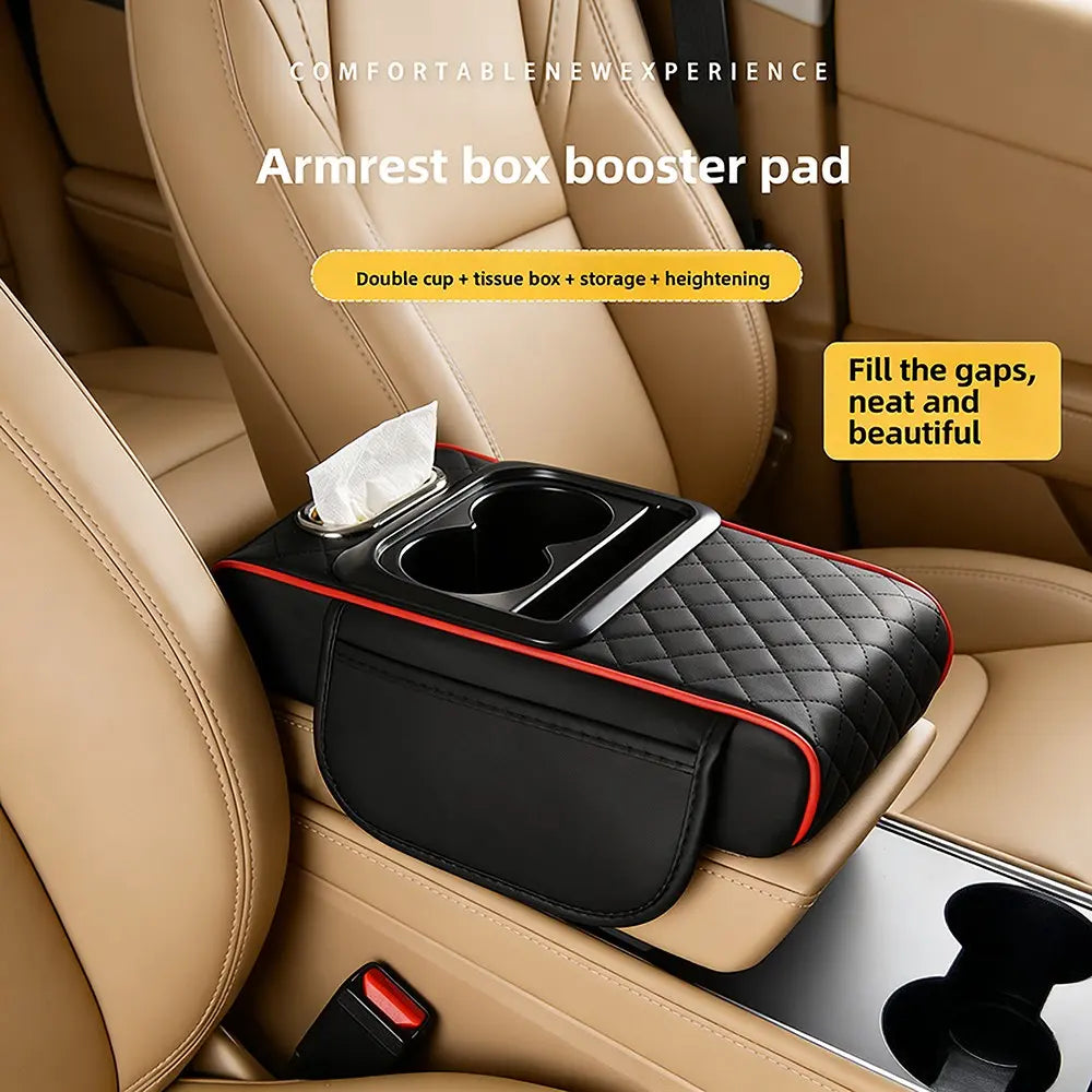 Car Paper Towel Holder, Car Tissue Box, Armrest Pad, Car Center Console Storage Bag, Cup Rack Four-In-One Multi-Functional, Car Interior Organizers, 1Pcs Automotive Accessory