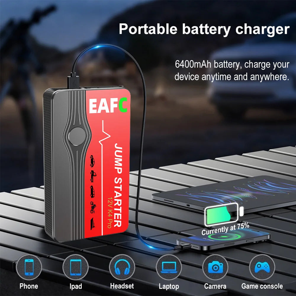 Portable 12V Car Jump Starter and 600A Power Bank