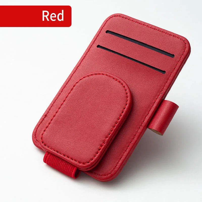 Multifunctional Pu Leather Car Sun Visor Glasses Holder