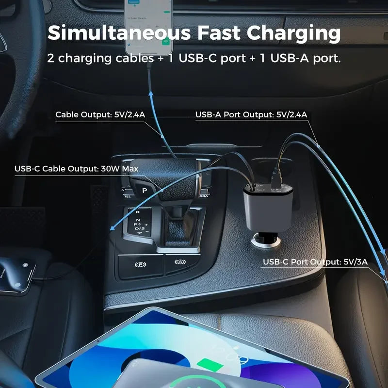 4 in 1 120W Car Charger
